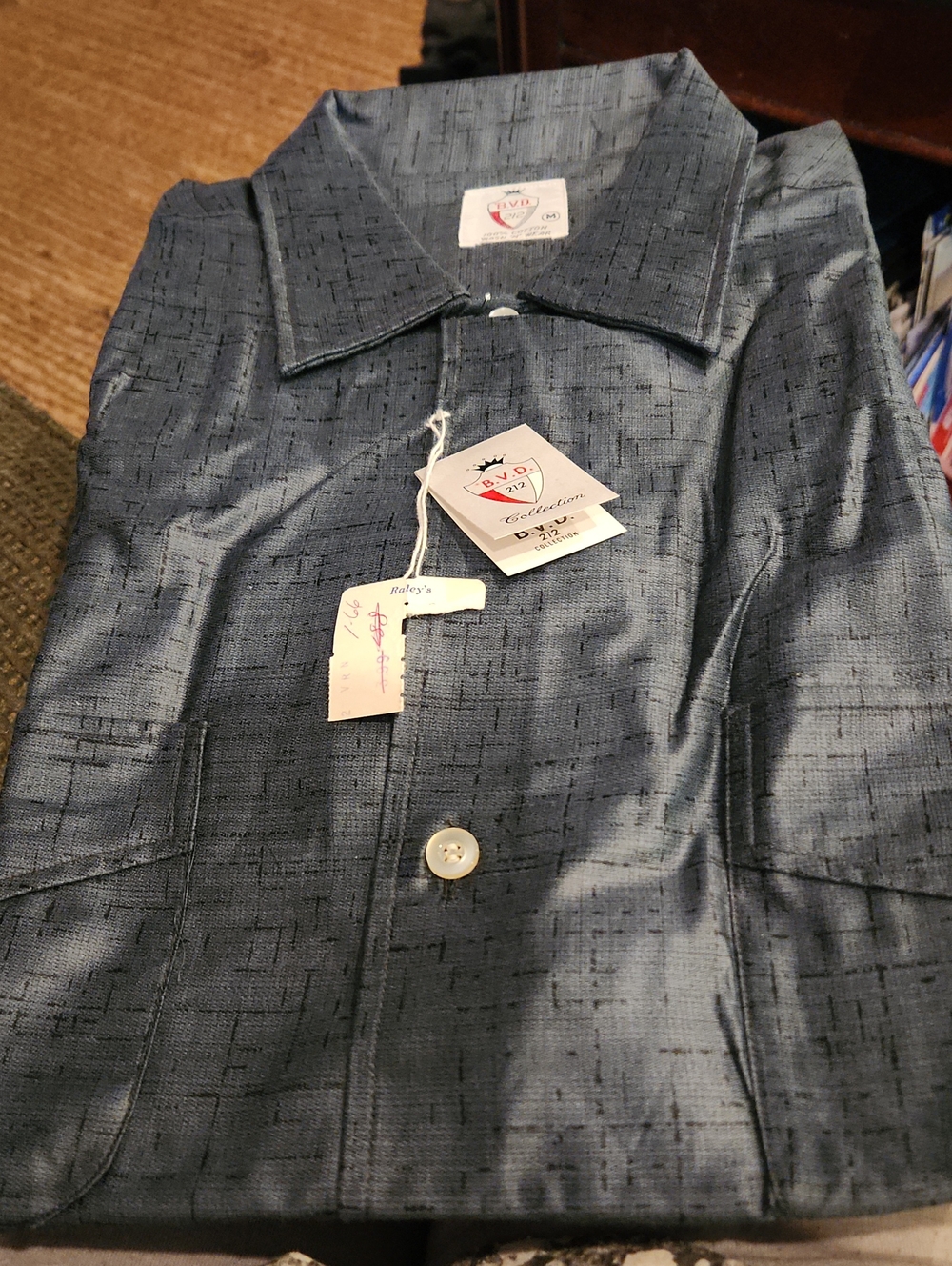 Men's Blue Button-Front Cotton Shirt Size M